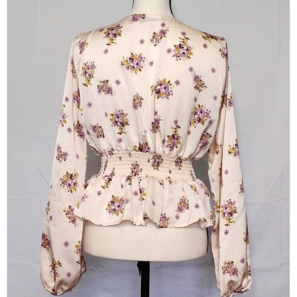 Tan Floral Dress Top + L - Picture 3 of 3